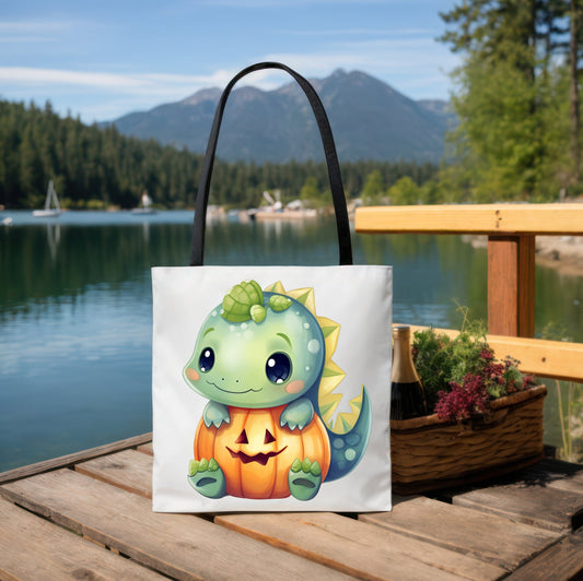 Adorable Tote bag with cute Dinosaur, Dinosaur Tote bag for any Occassion, Cute Dinosaur Tote for Halloween,  Mens, Womens, Kids Tote bag