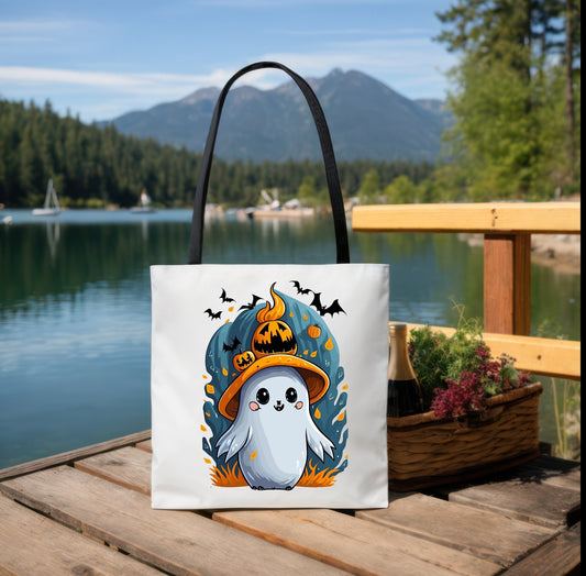 Adorable Tote bag with cute Ghost, Ghost Tote bag for any Occassion, Cute Ghost Tote bag perfect for Halloween,  Mens, Womens, Kids Tote bag
