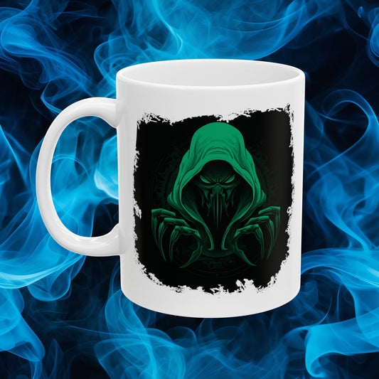 Hooded Scorpion Monster, Scary Creature with Hoodie, Coffee Mug with hooded character, Evil Demon, frightening beast. Horrifying nightmare