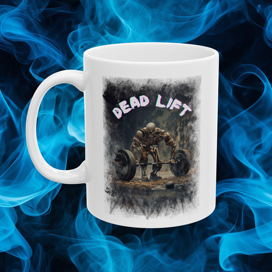 Dead lift Skeleton Body Building Gym Head Mug, Scary Muscle Mug, Horror Weight, lifting Mug, Deadlift Nightmare Mug, Strength Coffee Cup