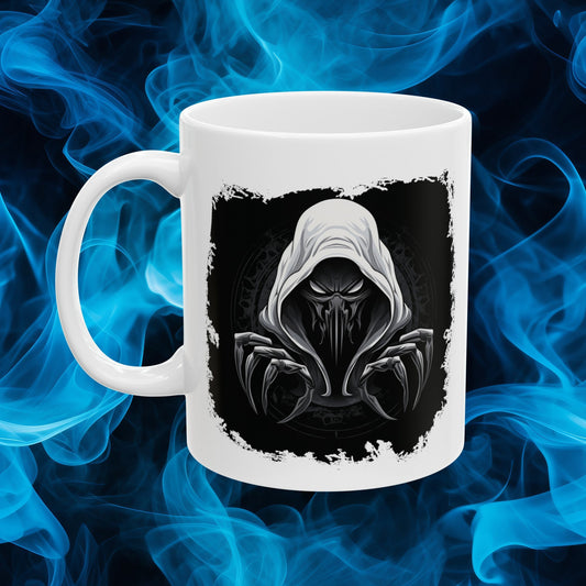 Hooded Scorpion Monster, Scary Creature with Hoodie, Coffee Mug with hooded character, Evil Demon, frightening beast. Horrifying nightmare