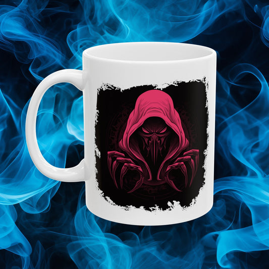 Hooded Scorpion Monster, Scary Creature with Hoodie, Coffee Mug with hooded character, Evil Demon, frightening beast. Horrifying nightmare