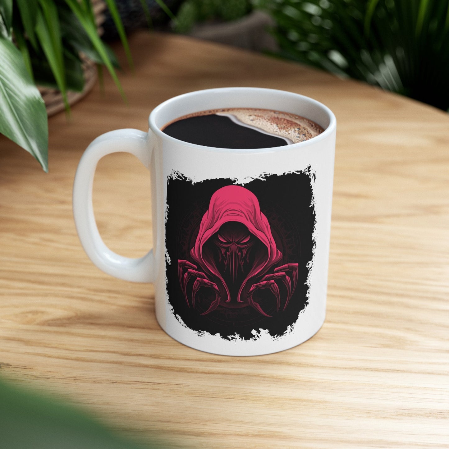 Hooded Scorpion Monster, Scary Creature with Hoodie, Coffee Mug with hooded character, Evil Demon, frightening beast. Horrifying nightmare