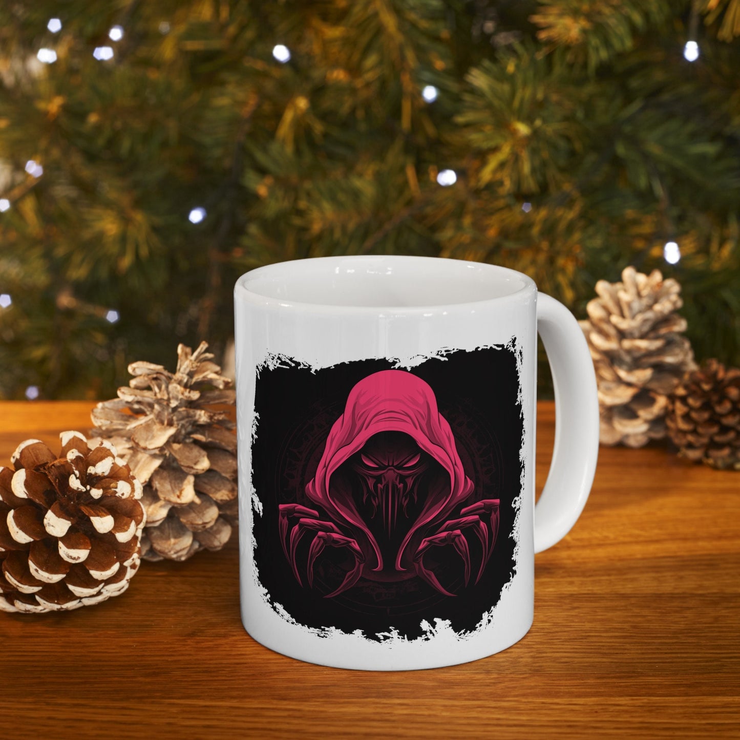 Hooded Scorpion Monster, Scary Creature with Hoodie, Coffee Mug with hooded character, Evil Demon, frightening beast. Horrifying nightmare