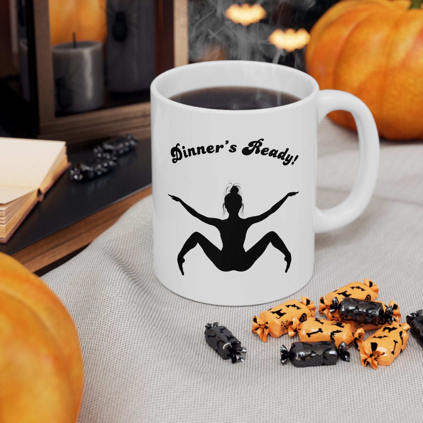 Dinners Ready Sexy Ladies Coffee Mug.  Naughty Coffee Mug for women. Racy Girls Teacup is a Perfect Gift for Girlfriend or Wife.