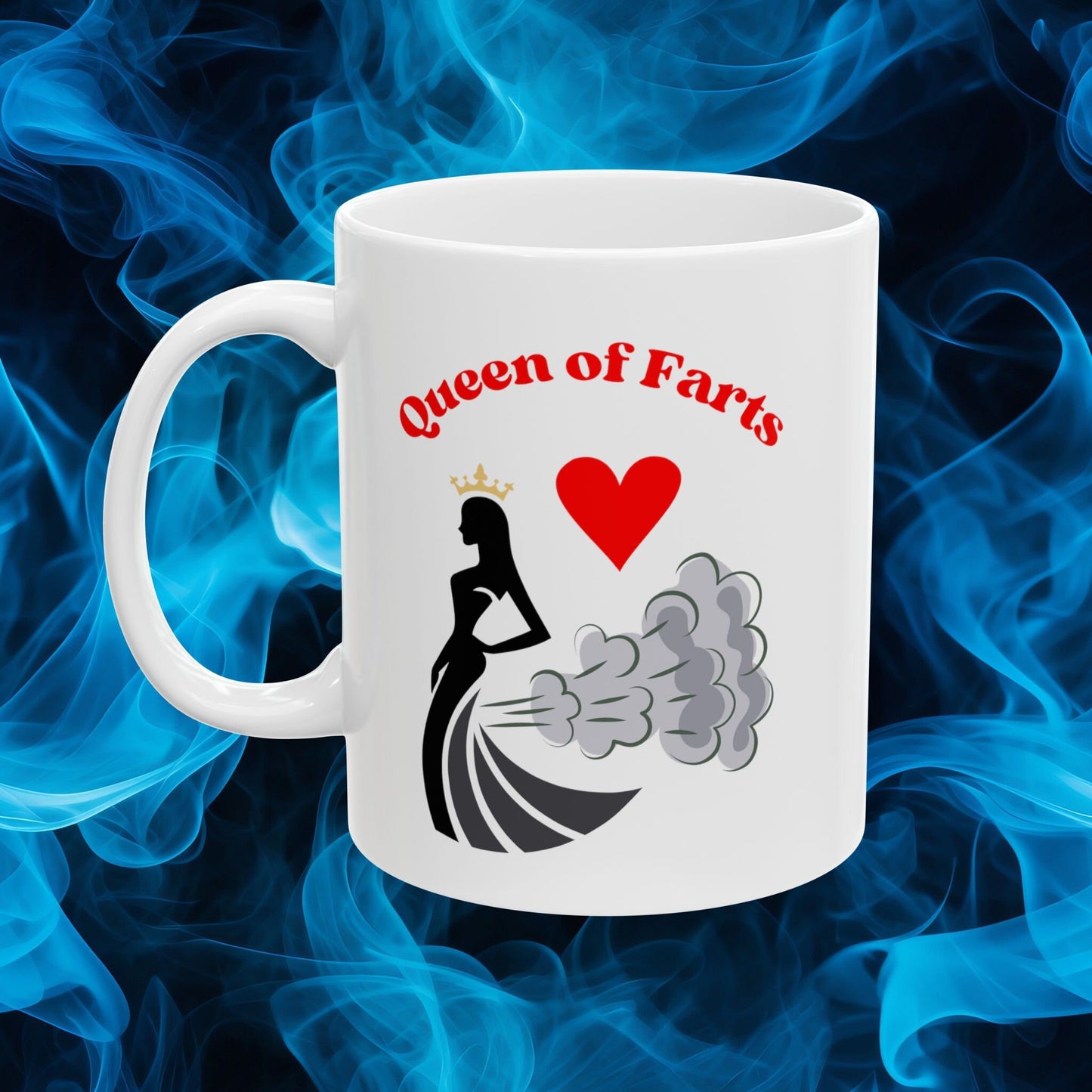 Queen of Farts Coffee Mug Funny Novelty Mug for Women Humorous Gift for Her Unique Gag Gift for Coffee Lovers