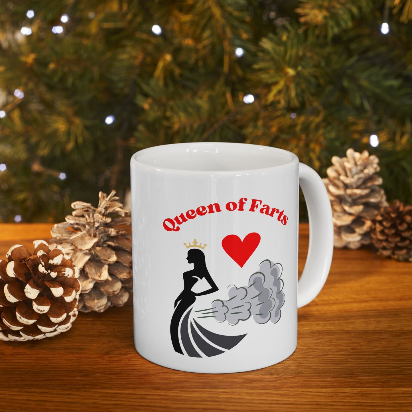 Queen of Farts Coffee Mug Funny Novelty Mug for Women Humorous Gift for Her Unique Gag Gift for Coffee Lovers