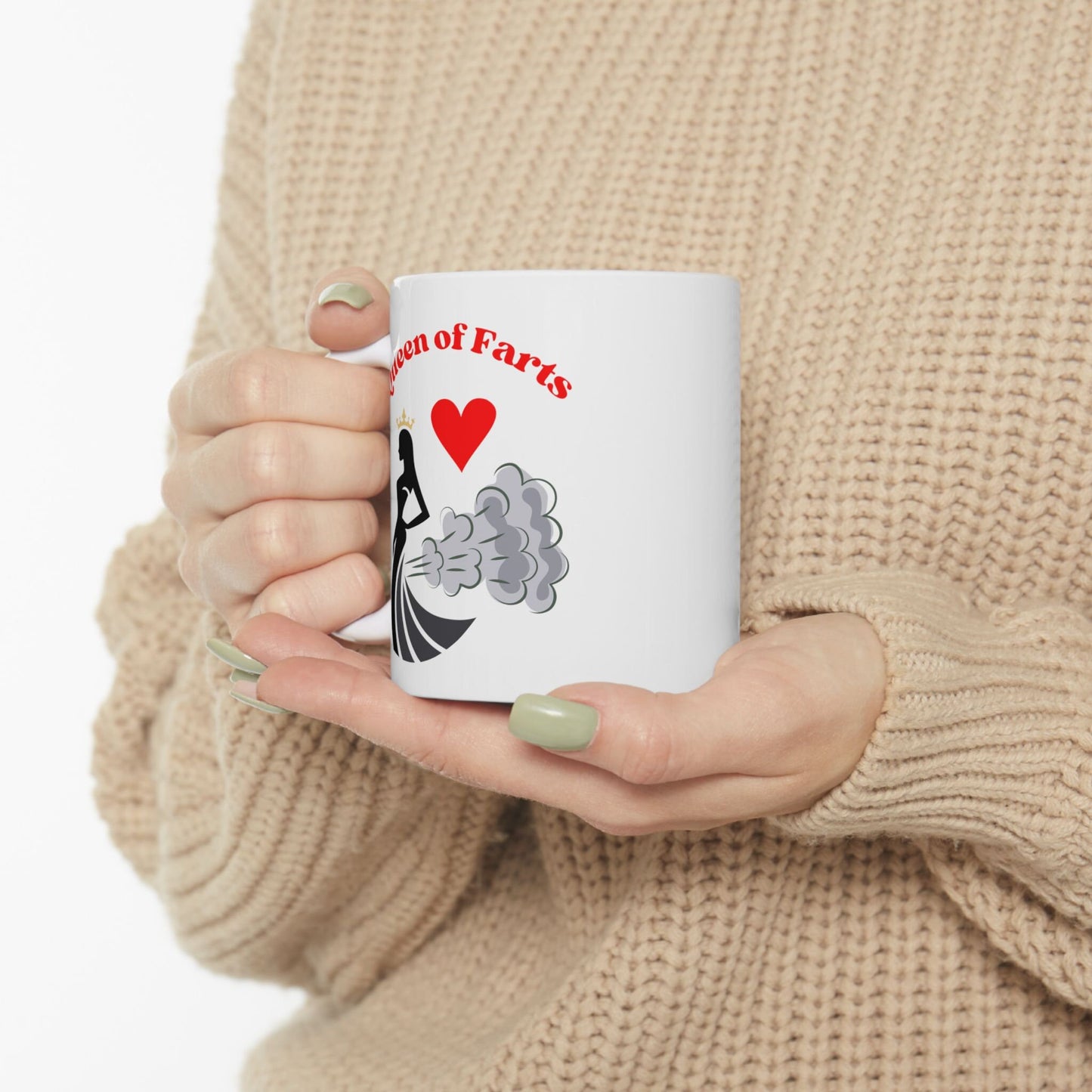 Queen of Farts Coffee Mug Funny Novelty Mug for Women Humorous Gift for Her Unique Gag Gift for Coffee Lovers