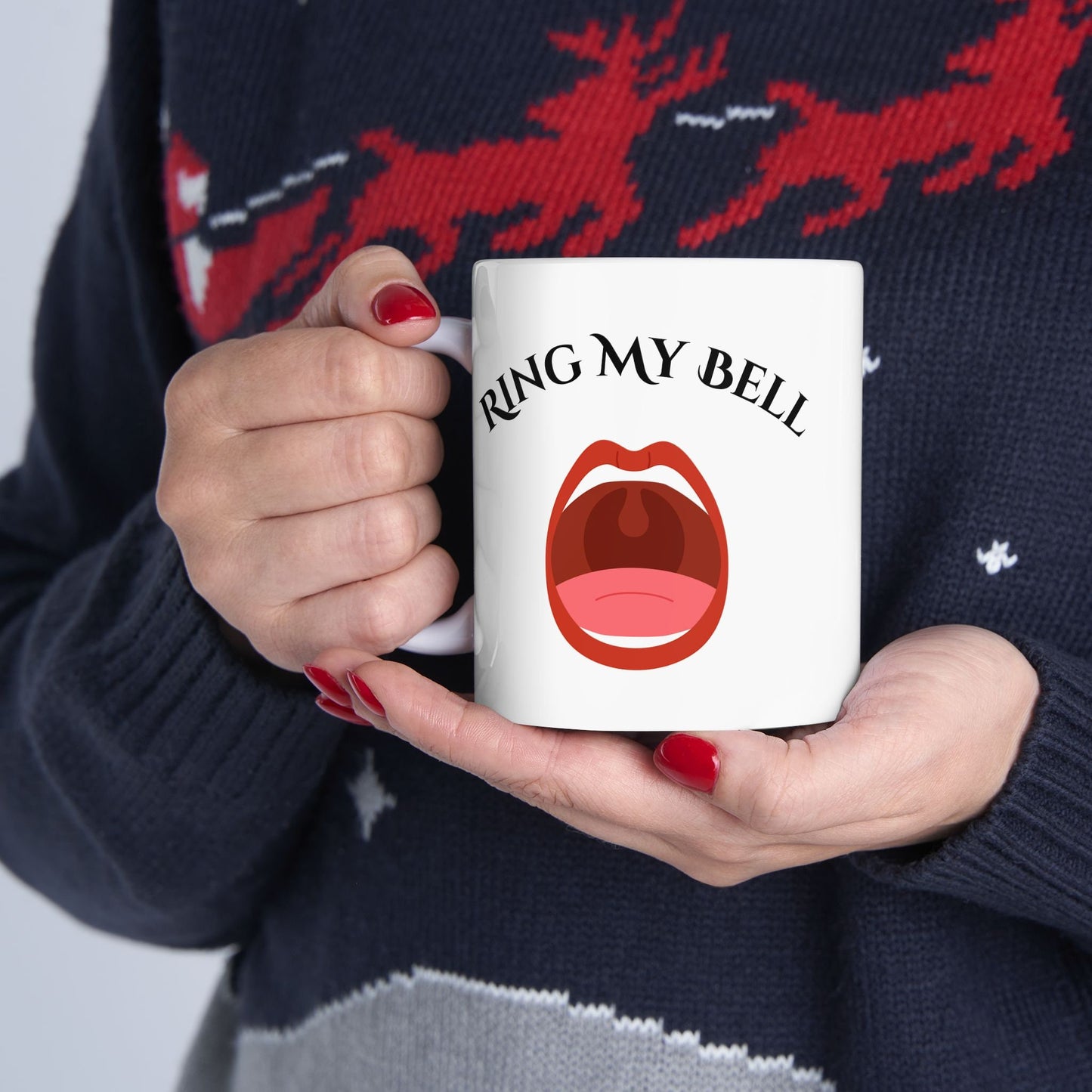 Funny Coffee Mug saying Ring My Bell, Oral Sex Mug, Blow Job Mug, Giving Head Cup, Hilarious Sexy Mug