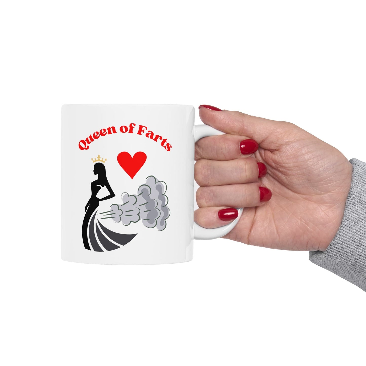 Queen of Farts Coffee Mug Funny Novelty Mug for Women Humorous Gift for Her Unique Gag Gift for Coffee Lovers