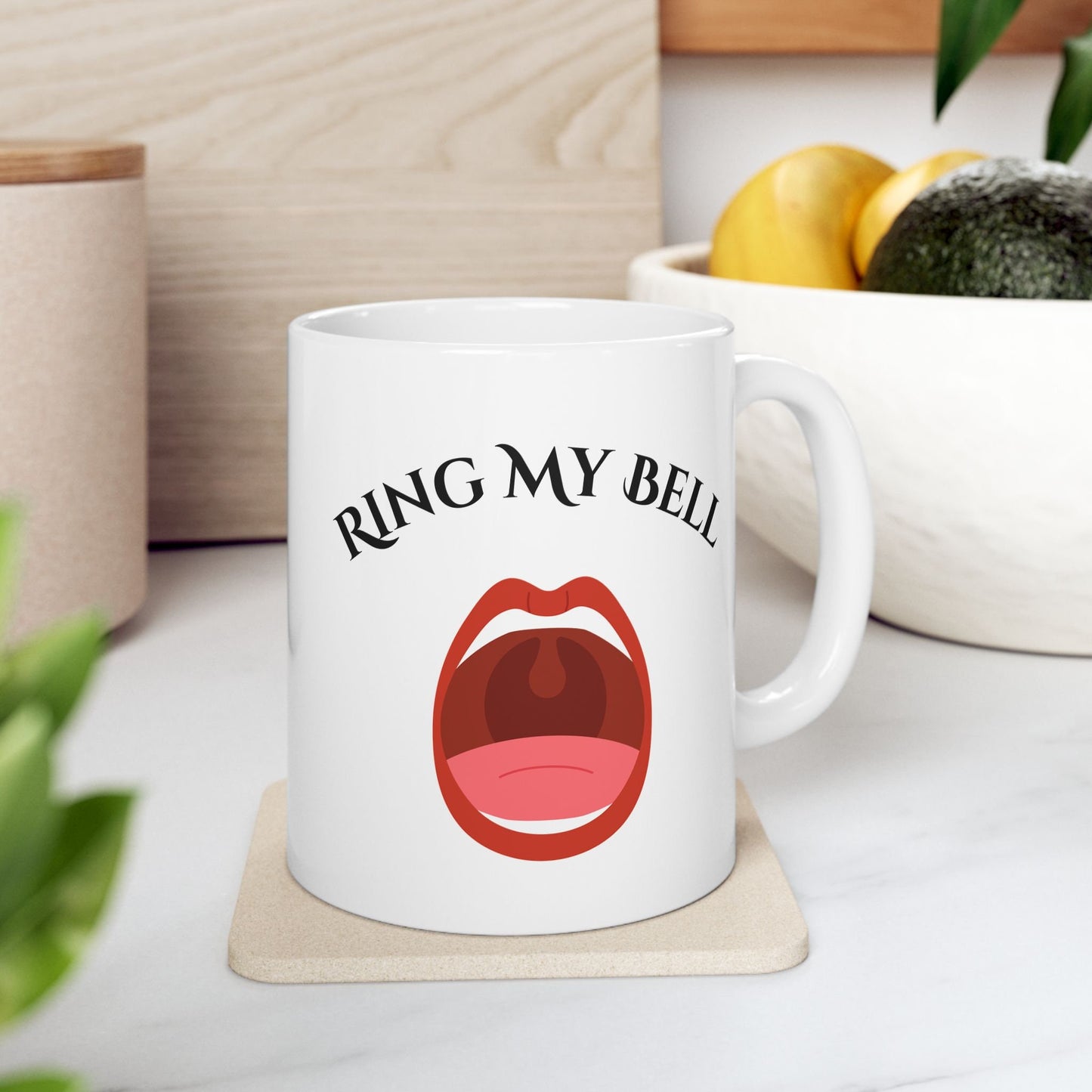 Funny Coffee Mug saying Ring My Bell, Oral Sex Mug, Blow Job Mug, Giving Head Cup, Hilarious Sexy Mug