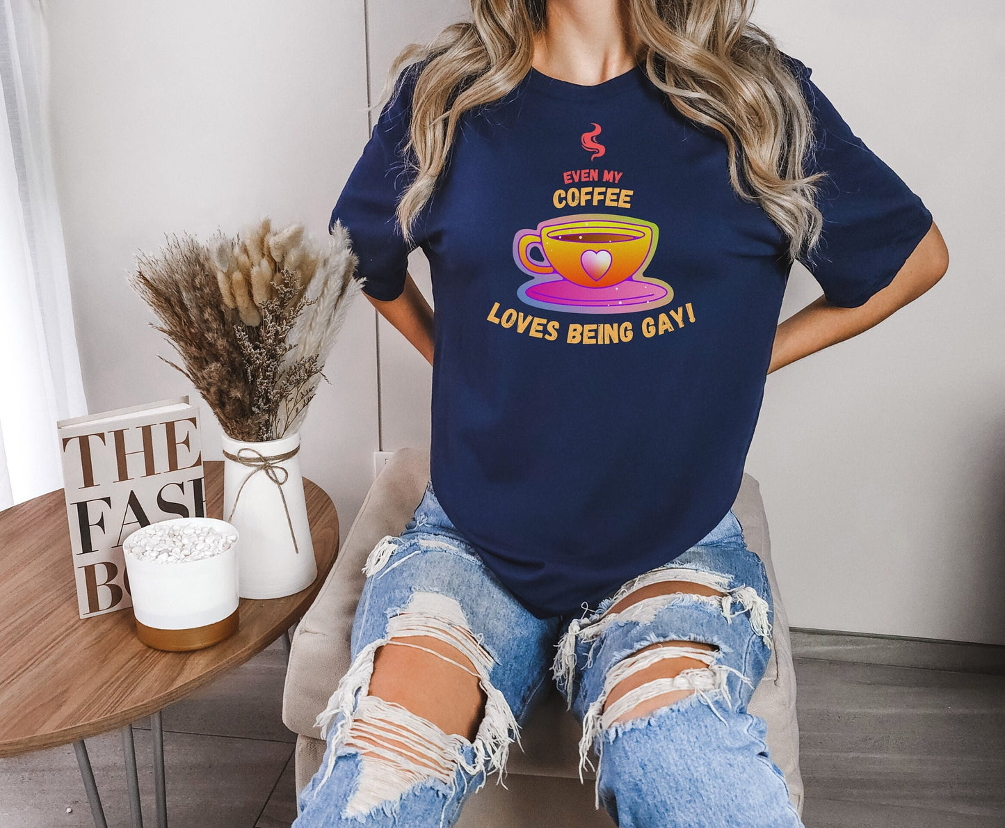 even my coffee loves being gay shirt, a cup of pride shirt, gay coffee gift shirt, Gay Pride Coffee shirt, Rainbow pride coffee T shirt