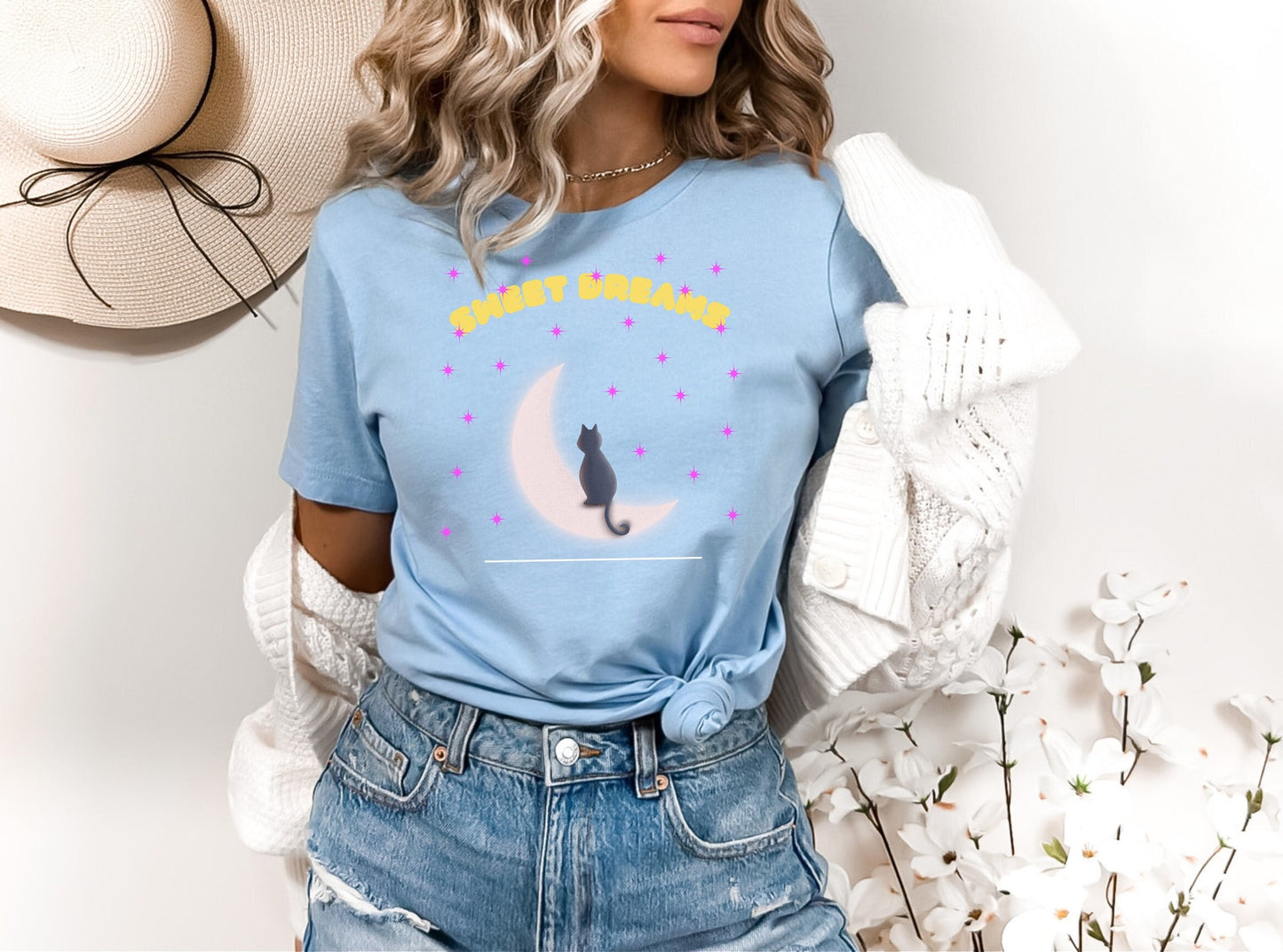 Cat Moon shirt, Cat Star shirt, Cat shirt, Sweet Dreams cat shirt, Cat moon star shirt, Cat Gift shirt, Cat Night Shirt, Cat Sleep shirt