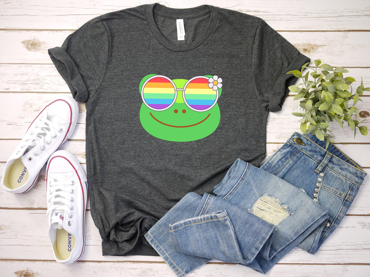 super cute frog with rainbow glasses shirt, Rainbow glasses on an adorable frog, precious frog showing off pride. Beautiful pride frog