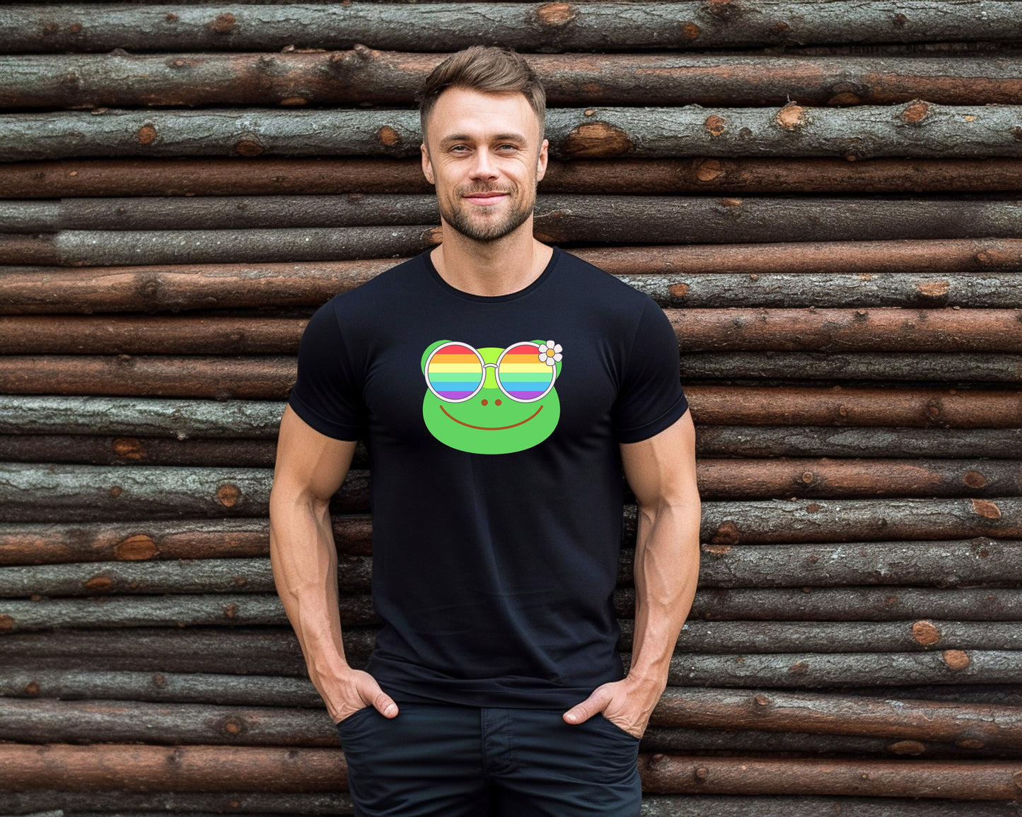 super cute frog with rainbow glasses shirt, Rainbow glasses on an adorable frog, precious frog showing off pride. Beautiful pride frog