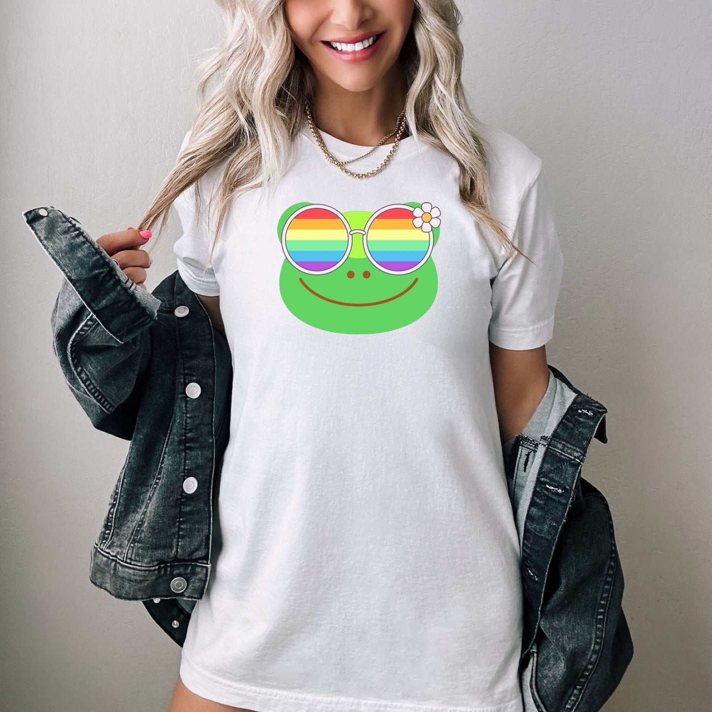 super cute frog with rainbow glasses shirt, Rainbow glasses on an adorable frog, precious frog showing off pride. Beautiful pride frog