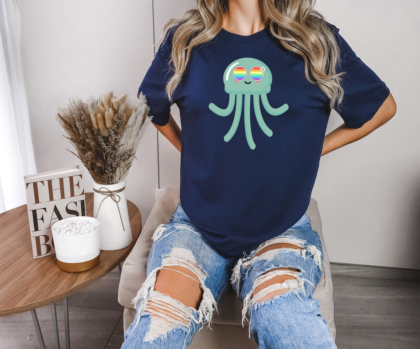 cute jellyfish rainbow glasses shirt, Rainbow glasses adorable jellyfish, precious jellyfish showing off pride. Beautiful pride jellyfish