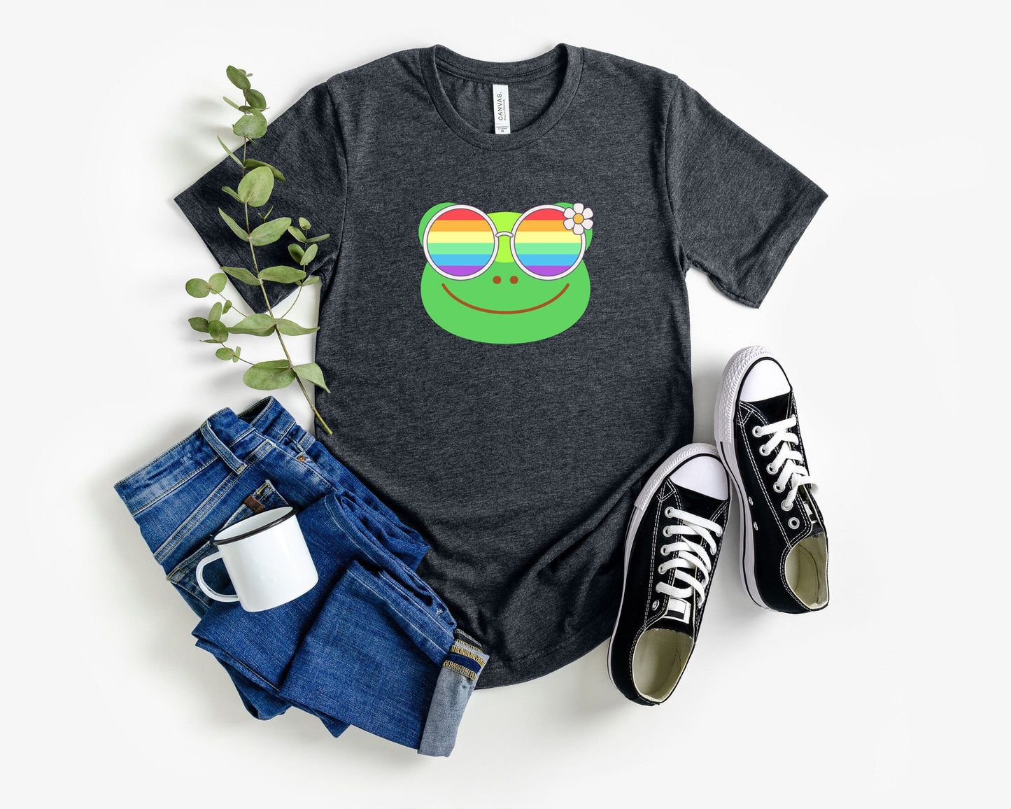 super cute frog with rainbow glasses shirt, Rainbow glasses on an adorable frog, precious frog showing off pride. Beautiful pride frog