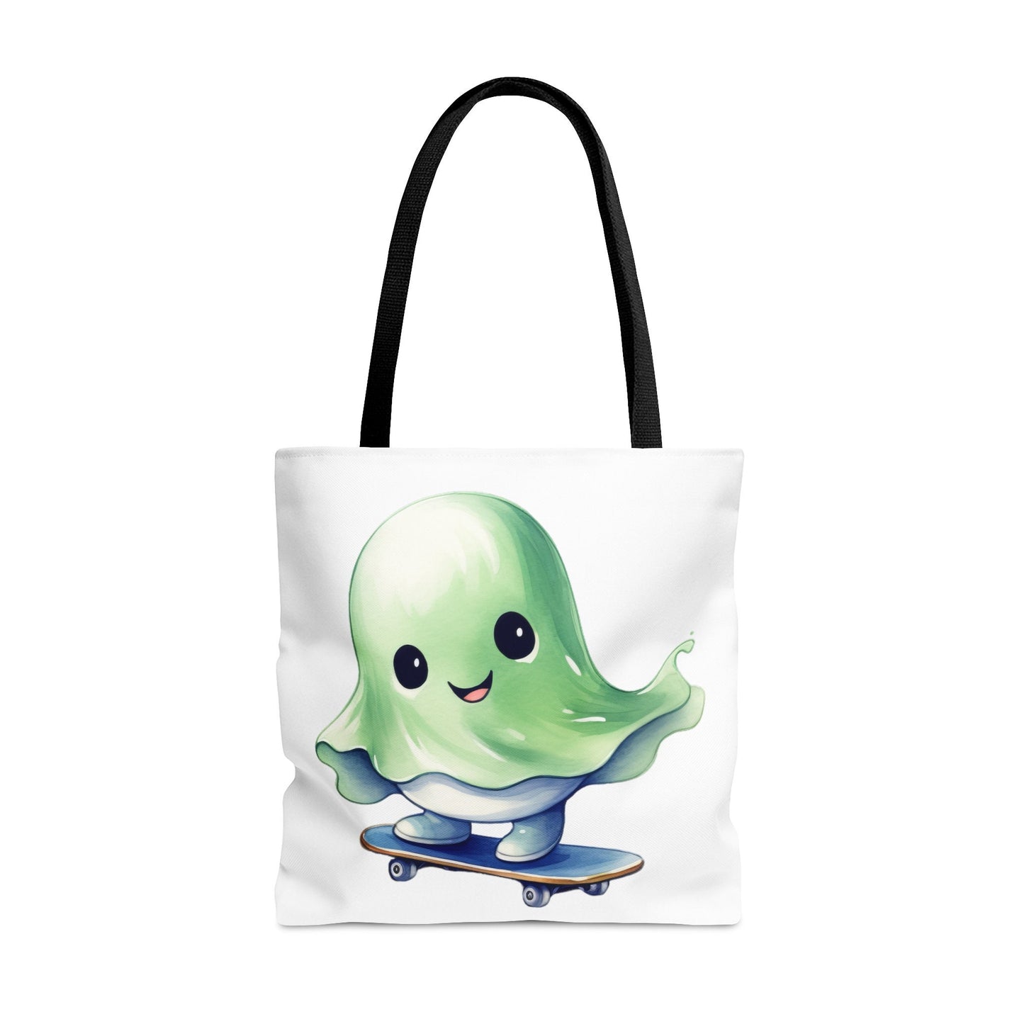 Tote bag with cute Ghost on Skateboard, Cat Tote bag for any Occassion, Cute Cat Tote perfect for Halloween,  Mens, Womens, Kids Tote bag