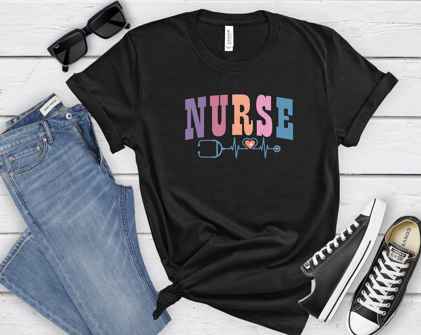 Nurse Color Font Shirt, I love nurses shirt, Awesome gift shirt for nurses, gift shirt for a special nurse, Thank you gift shirt for nurses
