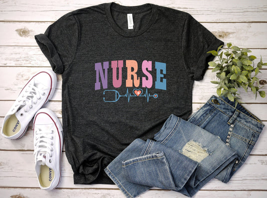 Nurse Color Font Shirt, I love nurses shirt, Awesome gift shirt for nurses, gift shirt for a special nurse, Thank you gift shirt for nurses