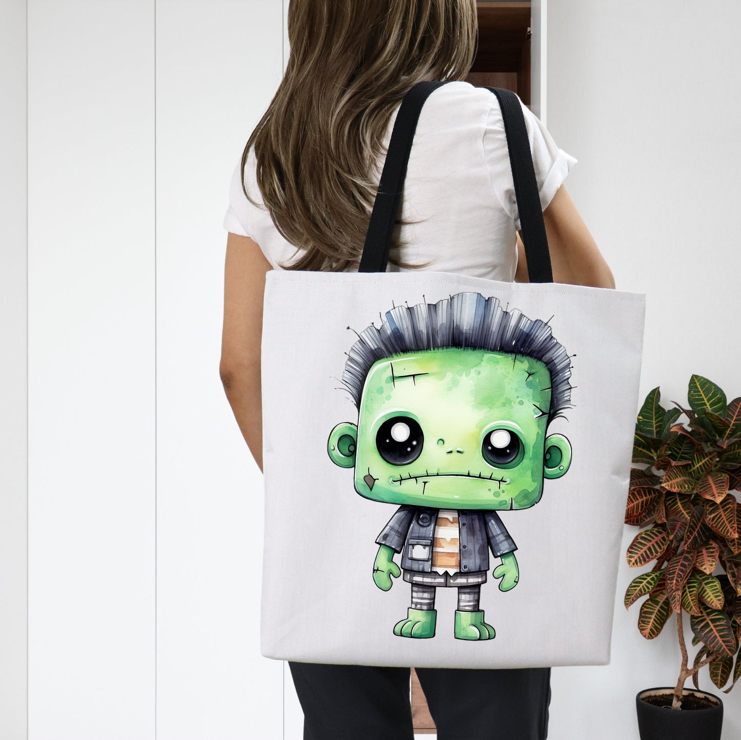 Tote Bag with a young Frankenstein, Frankenstein Tote bag for any Occassion,, Frankenstein Halloween Tote Bag,  Mens, Womens, Kids Tote bag