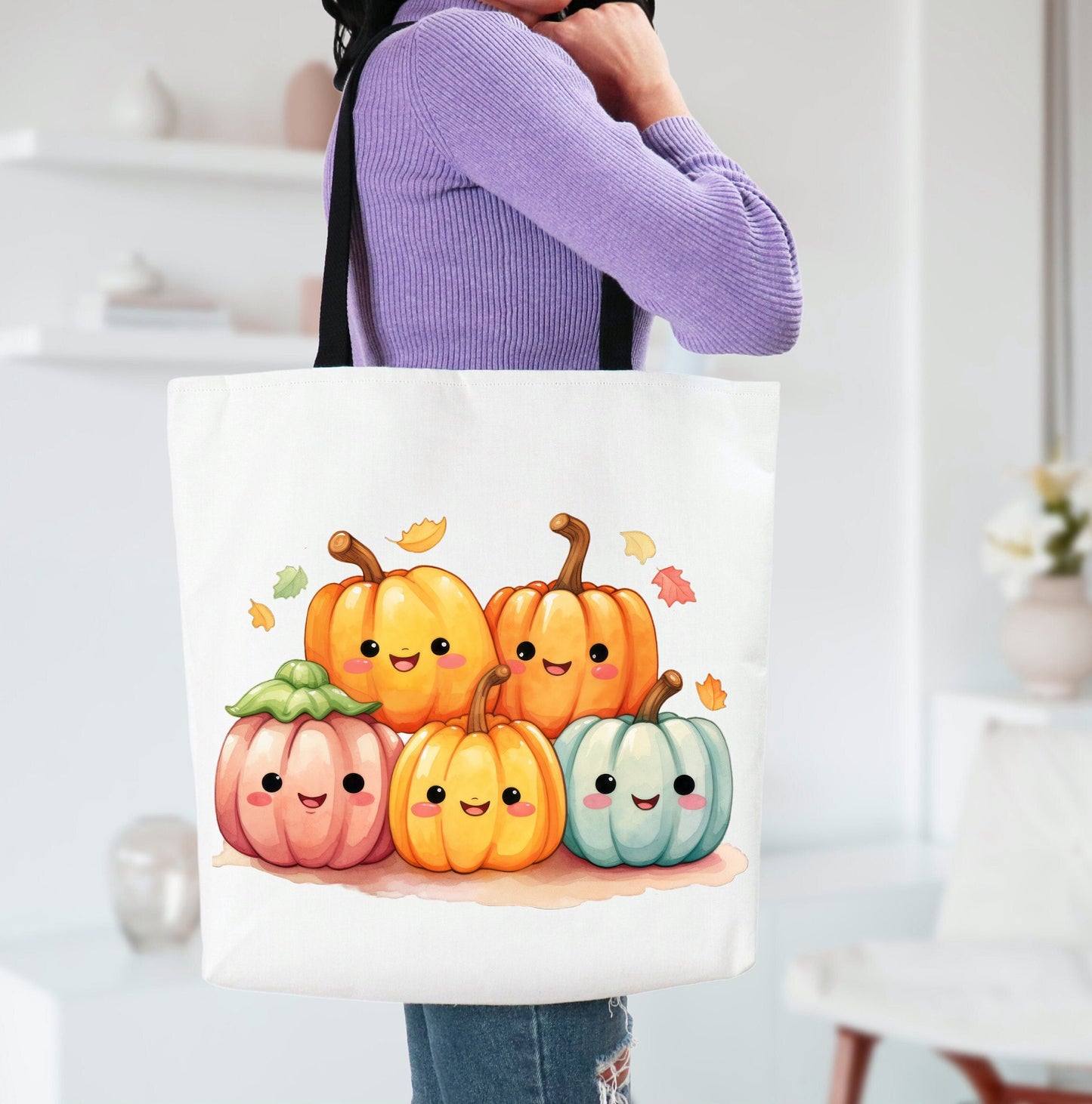 Adorable Tote bag with cute Pumpkins, Pumpkins Tote bag for any Occassion, Cute Pumpkin Tote bag for Halloween,  Mens, Womens, Kids Tote bag