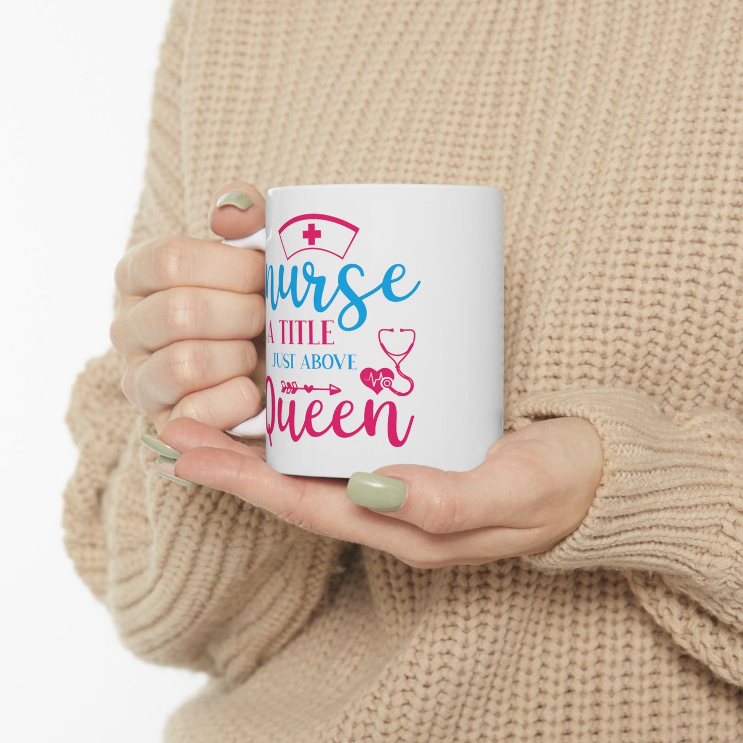 Nurse Title above Queen Nursing Mug, I love nurses Mug, Awesome gift Mug for nurse, gift Mug for special nurse, Thank you gift Mug for nurse