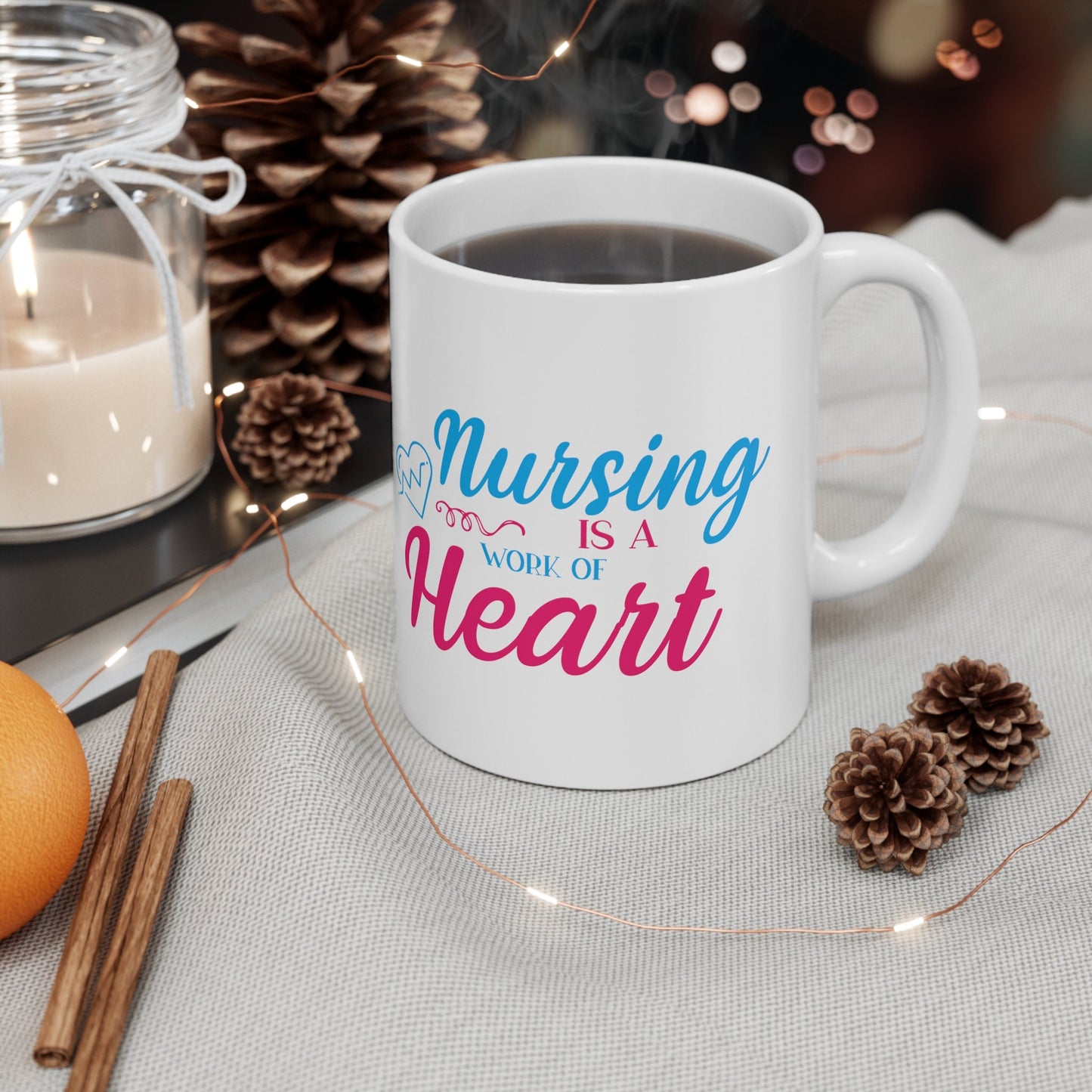 Nursing Work of Heart Nursing Mug, I love nurses Mug, Awesome gift Mug for nurse, gift Mug for special nurse, Thank you gift Mug for nurse