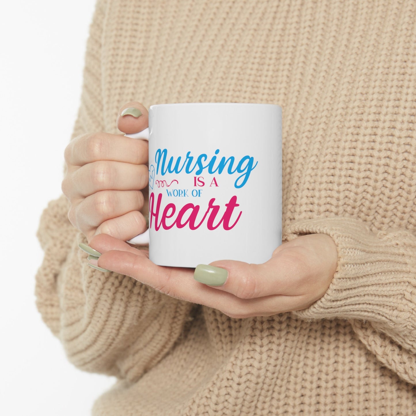 Nursing Work of Heart Nursing Mug, I love nurses Mug, Awesome gift Mug for nurse, gift Mug for special nurse, Thank you gift Mug for nurse