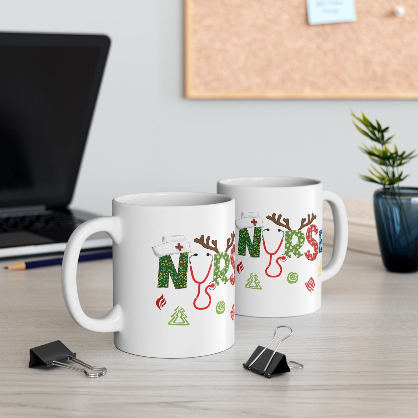 Christmas Nurse Antlers Nursing Mug, I love nurses Mug, Awesome gift Mug for nurse, gift Mug for special nurse, Thank you gift Mug for nurse