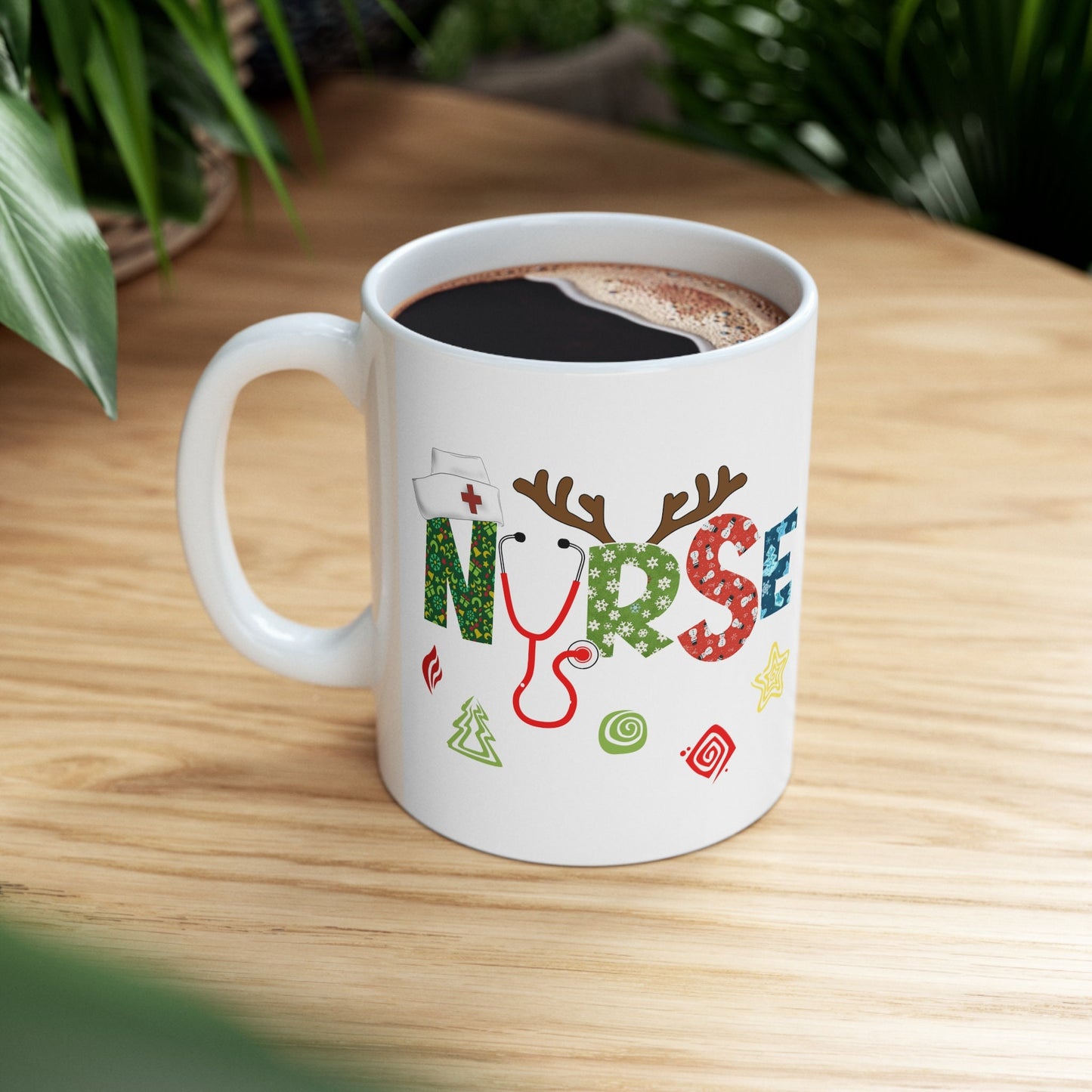 Christmas Nurse Antlers Nursing Mug, I love nurses Mug, Awesome gift Mug for nurse, gift Mug for special nurse, Thank you gift Mug for nurse