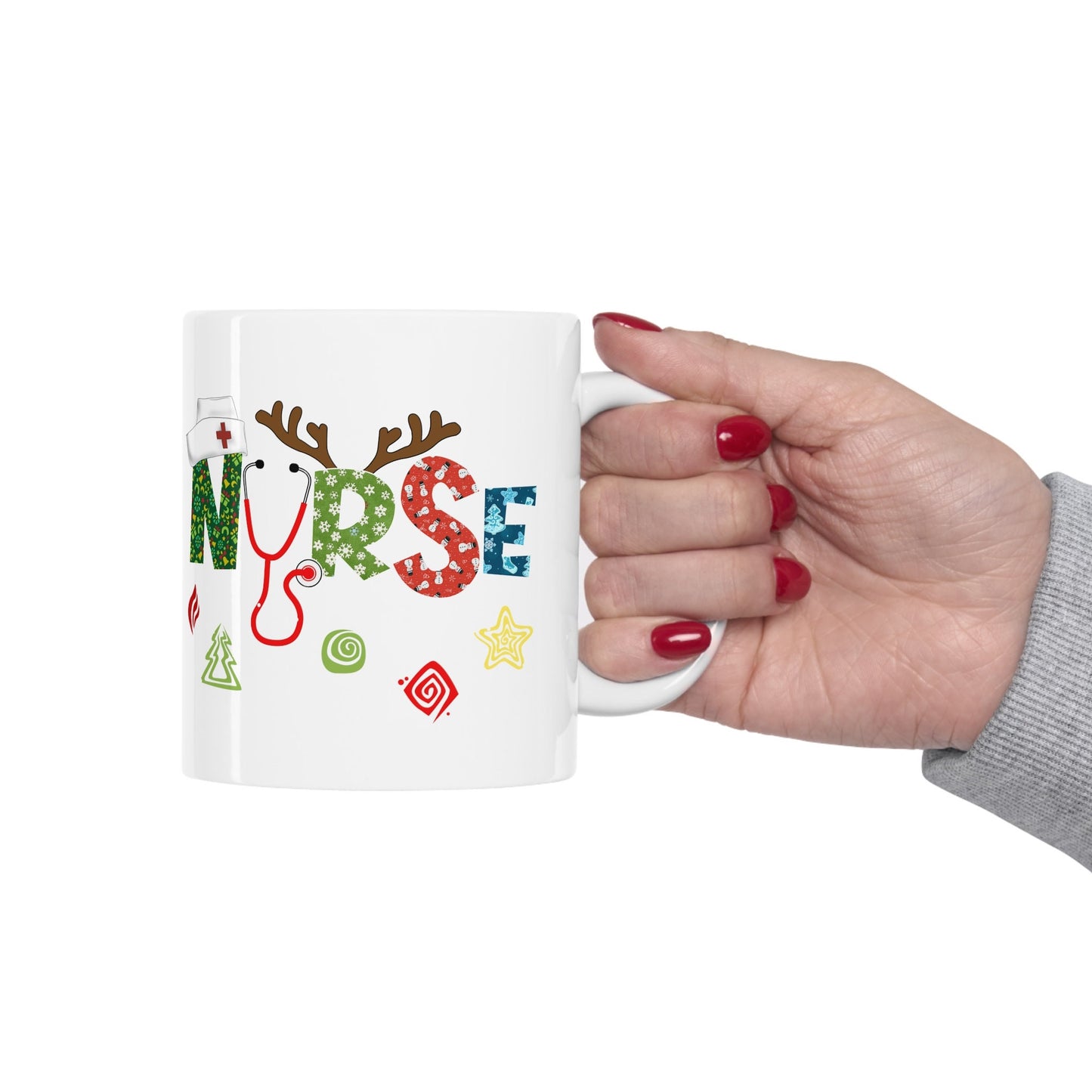 Christmas Nurse Antlers Nursing Mug, I love nurses Mug, Awesome gift Mug for nurse, gift Mug for special nurse, Thank you gift Mug for nurse