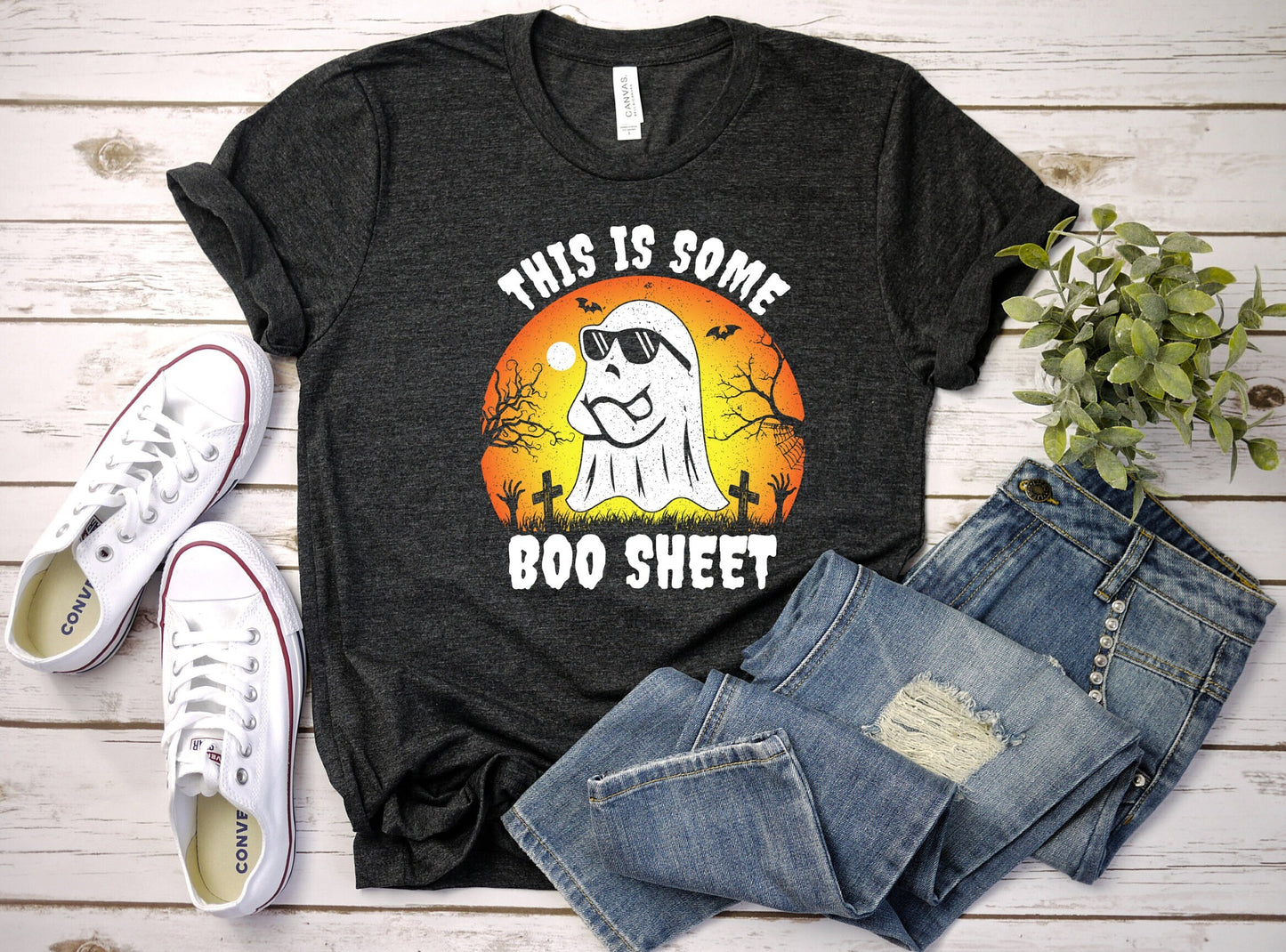 This is some Boo sheet Halloween Ghost shirt, A hilariously cute design on a stylish and comfortable T shirt. Annoyed ghost with sunglasses on a graveyard background.  A perfect Halloween gift that can be worn all year long.
www.scorpiontees.etsy.com