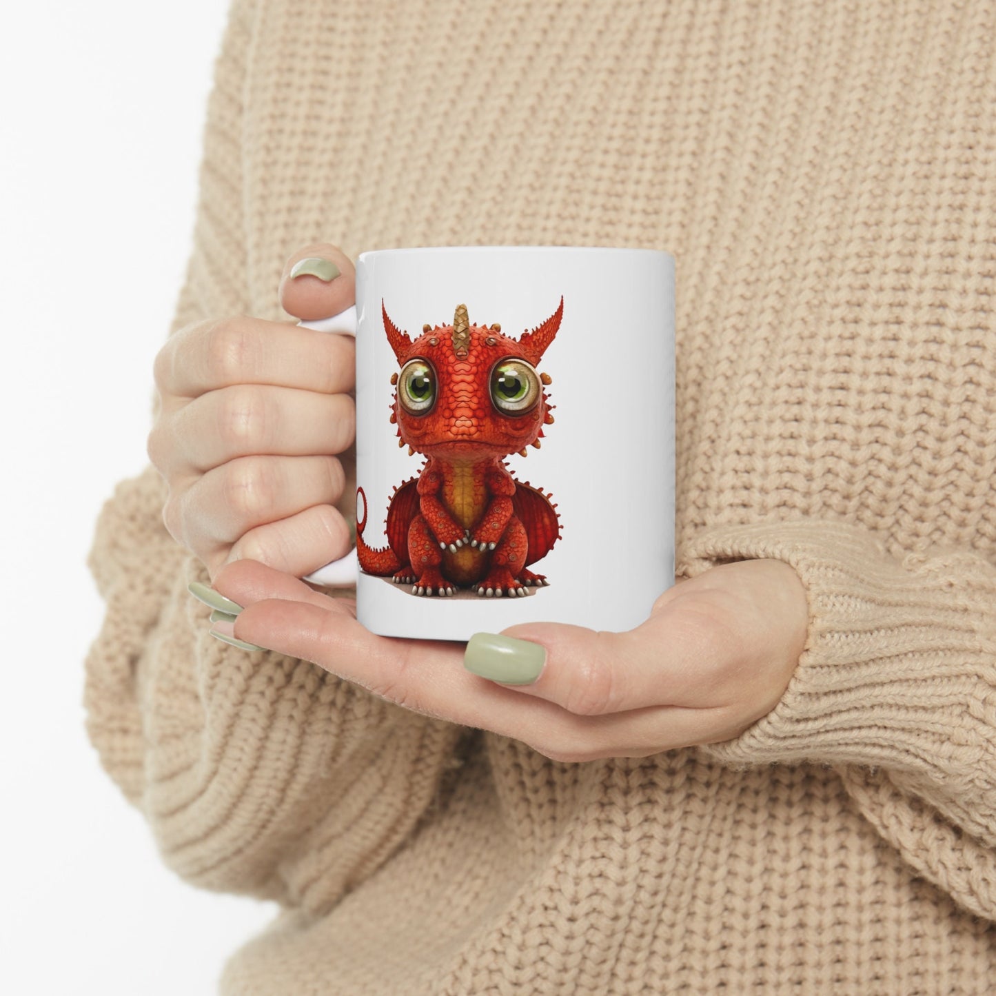 Ruby red Adorable Baby Dragon Coffee Mug, Heart of a Dragon Mug, White Ceramic Mug for Dragon Lovers, Gift Mug for your Dragon Spirit