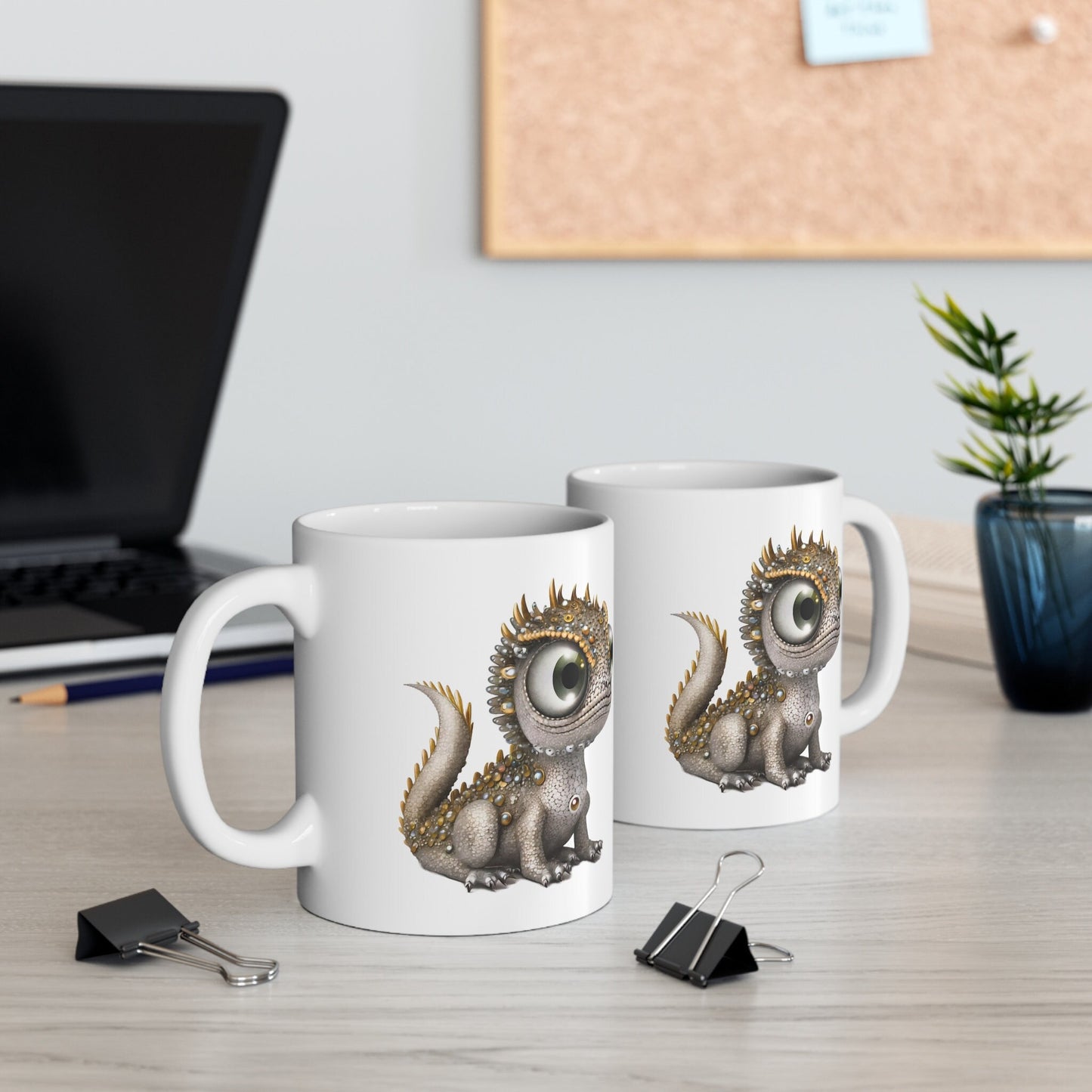 Silver Gold Adorable Baby Dragon Coffee Mug, Heart of a Dragon Mug, White Ceramic Mug for Dragon Lovers, Gift Mug for your Dragon Spirit