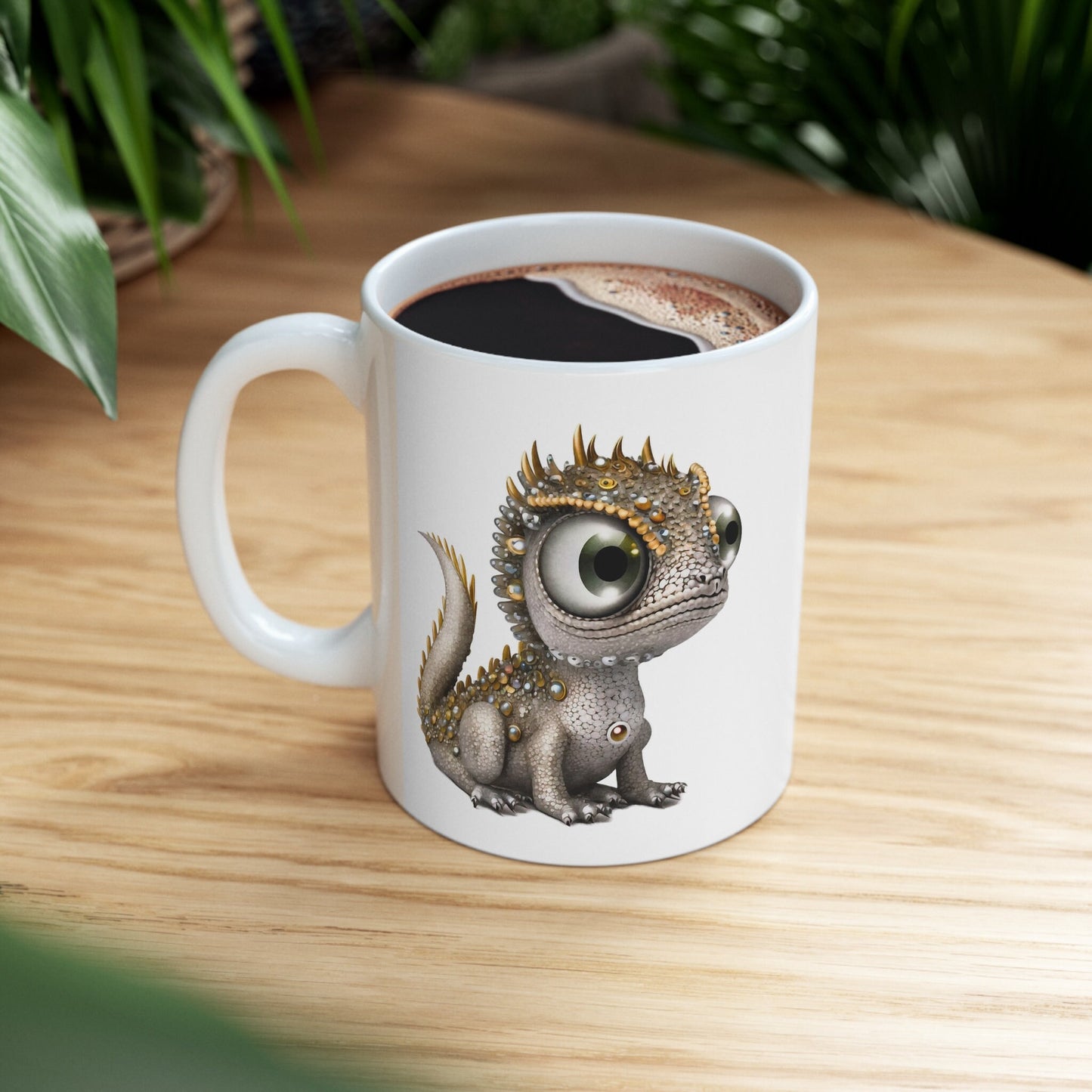 Silver Gold Adorable Baby Dragon Coffee Mug, Heart of a Dragon Mug, White Ceramic Mug for Dragon Lovers, Gift Mug for your Dragon Spirit