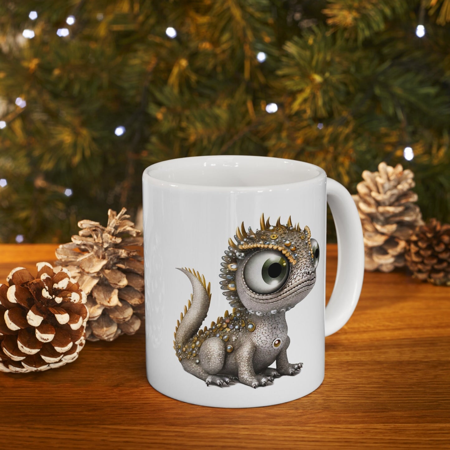 Silver Gold Adorable Baby Dragon Coffee Mug, Heart of a Dragon Mug, White Ceramic Mug for Dragon Lovers, Gift Mug for your Dragon Spirit