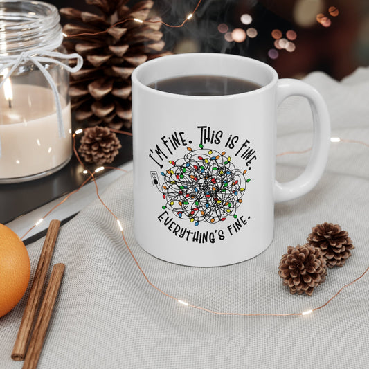 Im Fine This is Fine Xmas Mug, Perfect Holiday Cheer Coffee Mug, Gift Mug for Christmas Spirit, Cute Christmas mugs for Family and friends