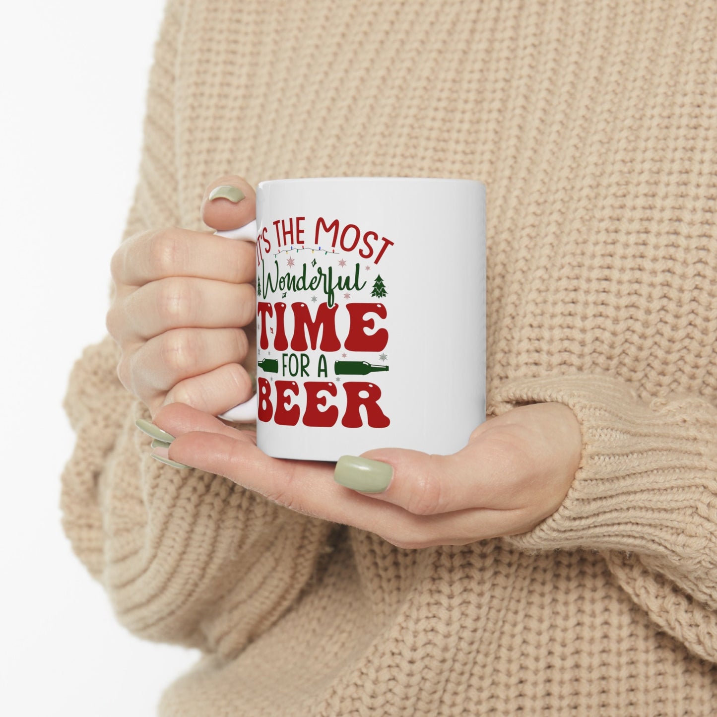 Time for A Beer Christmas Mug, Perfect Holiday Cheer Coffee Mug, Gift Mug for Christmas Spirit, Cute Christmas mugs for Family and friends