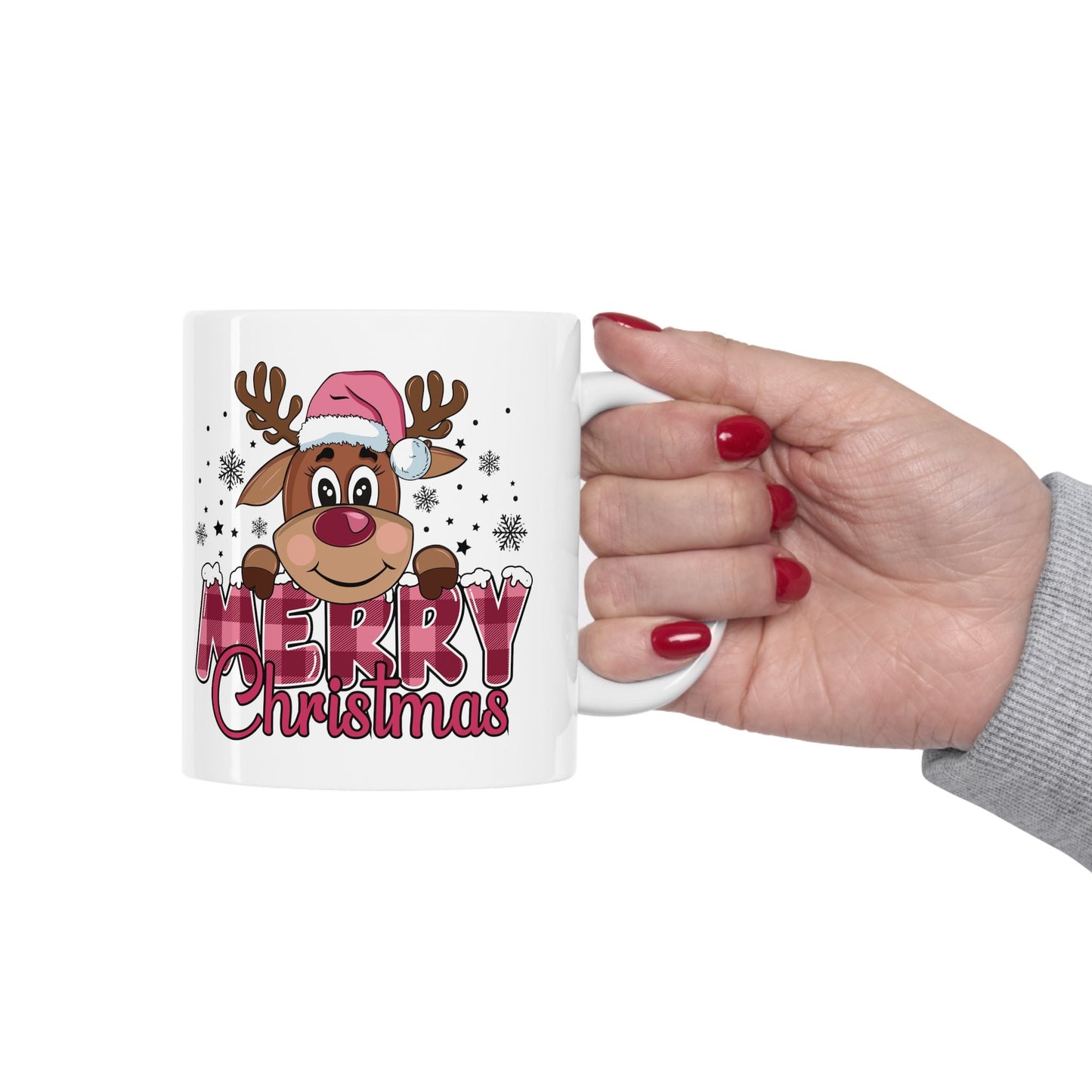 Reindeer Merry Christmas Mug, Perfect Holiday Cheer Coffee Mug, Gift Mug for Christmas Spirit, Cute Christmas mug for Family and friends