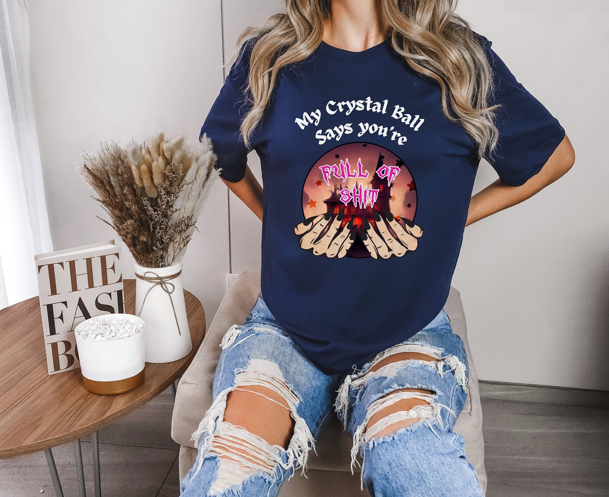 Hilarious crystal ball T shirt sure to get laughs and smiles. Funny Design of My crystal ball says you&#39;re full of Shit. Great gift for psychics, mystic, gypsies or anyone with a sense of humor. Get yours Today at www.scorpiontees.etsy.com