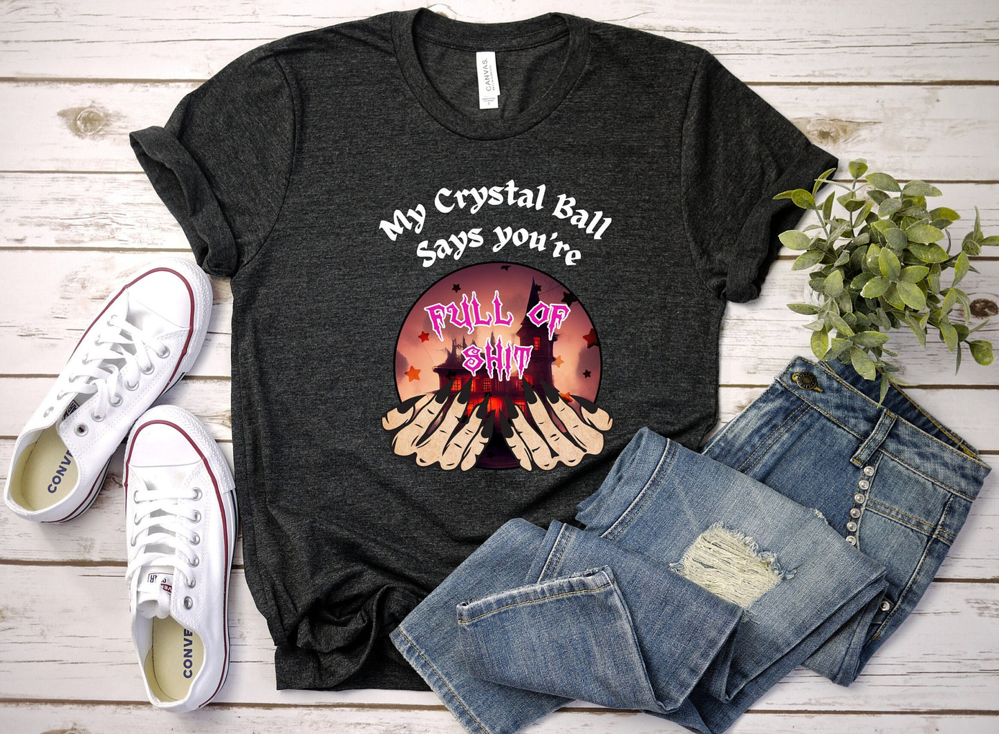 Hilarious crystal ball T shirt sure to get laughs and smiles. Funny Design of My crystal ball says you&#39;re full of Shit. Great gift for psychics, mystic, gypsies or anyone with a sense of humor. Get yours Today at www.scorpiontees.etsy.com