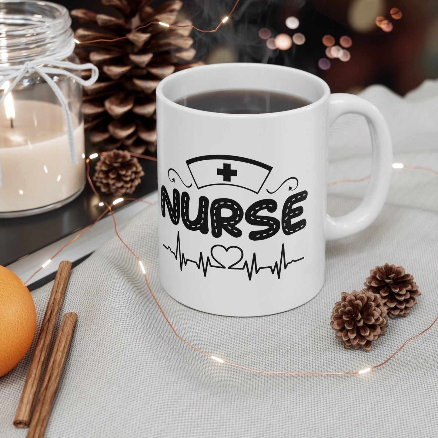 Nurse Hearth Rhythm Nursing Mug, I love nurses Mug, Awesome gift Mug for nurses, gift Mug for a special nurse, Thank you gift Mug for nurses