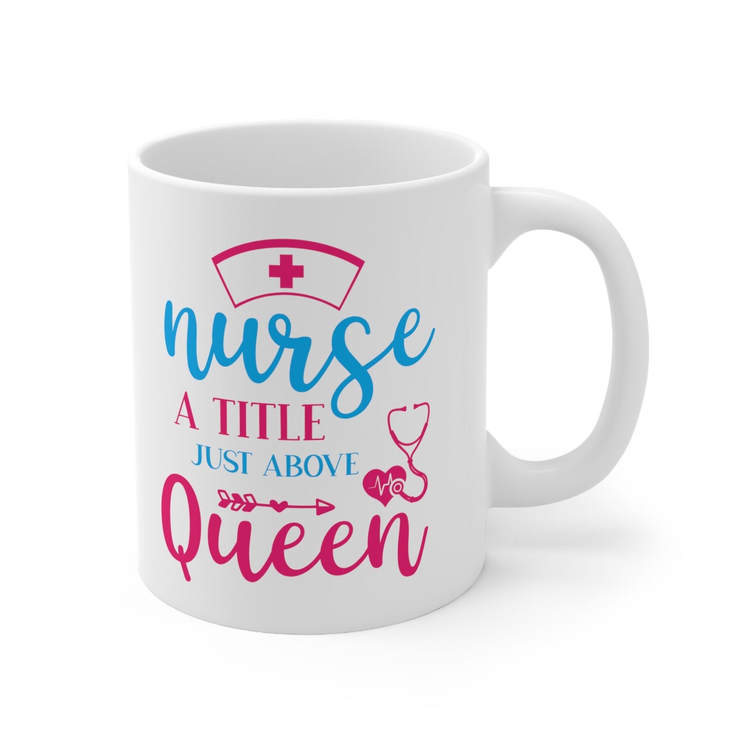 Nurse Title above Queen Nursing Mug, I love nurses Mug, Awesome gift Mug for nurse, gift Mug for special nurse, Thank you gift Mug for nurse