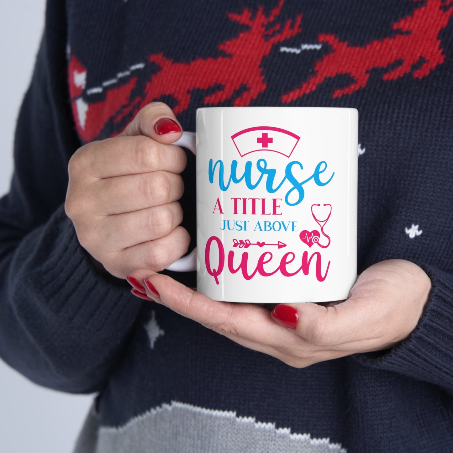 Nurse Title above Queen Nursing Mug, I love nurses Mug, Awesome gift Mug for nurse, gift Mug for special nurse, Thank you gift Mug for nurse