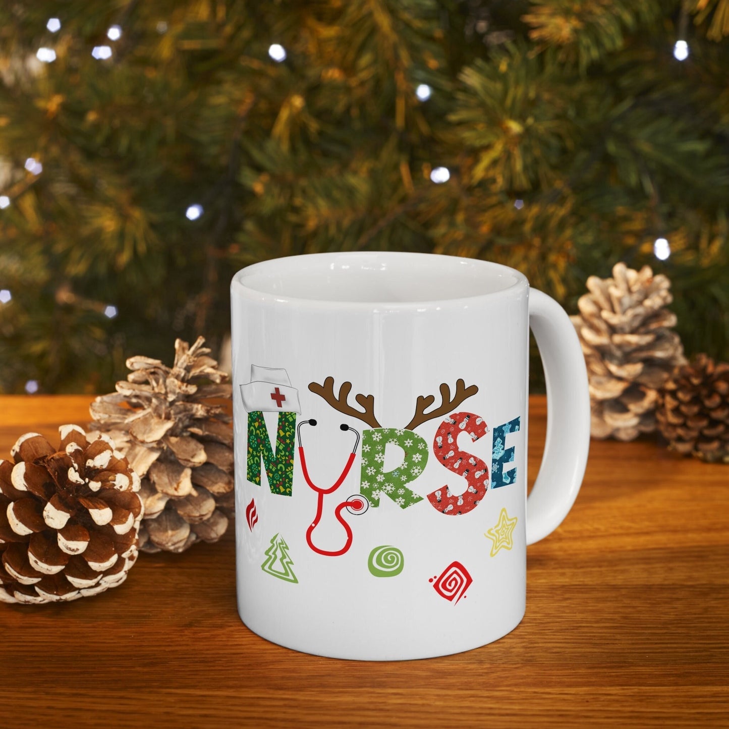 Christmas Nurse Antlers Nursing Mug, I love nurses Mug, Awesome gift Mug for nurse, gift Mug for special nurse, Thank you gift Mug for nurse