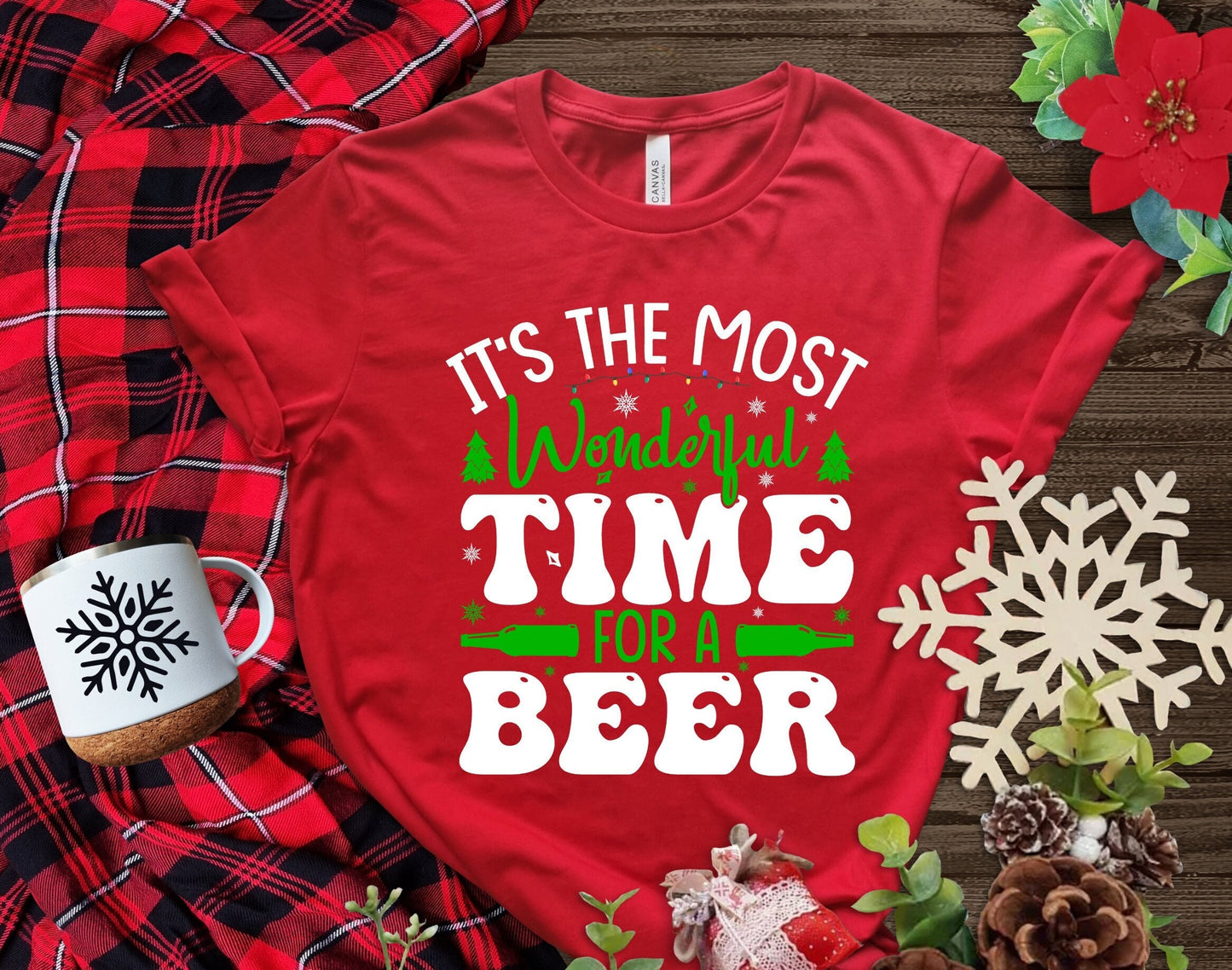 Its the Most Wonderful Time for a Beer Christmas T-Shirt Makes the Perfect Gift for Friends, Family, Coworkers or yourself.  Check Out My Shop for even more Great Designs.
www.scorpiontees.etsy.com