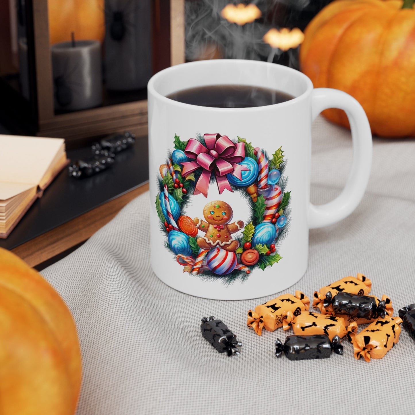 Holiday reef Gingerbread man Mug, Perfect Holiday Cheer Coffee Mug, Gift Mug for Christmas Spirit, Cute Christmas mug for Family and friends