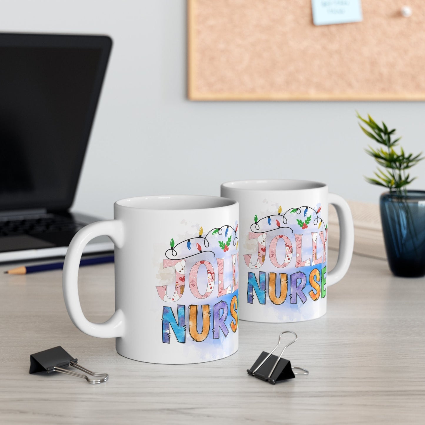 Jolly Nurse Christmas Mug, Perfect Holiday Cheer Coffee Mug, Gift Mug for Christmas Spirit, Cute X-Mas mug for Family and friends